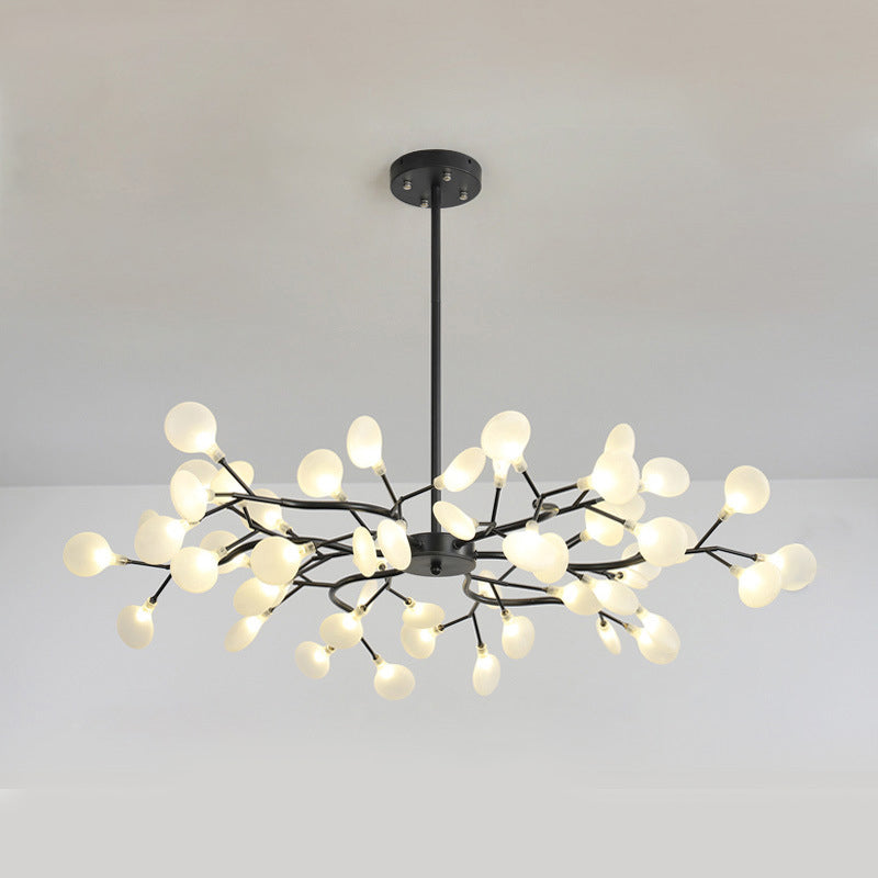 Modern Branch-Like Wireframe Chandelier Metal Living Room LED Hanging Light Fixture 54 Black C Clearhalo 'Ceiling Lights' 'Chandeliers' 'Modern Chandeliers' 'Modern' Lighting' 2026211