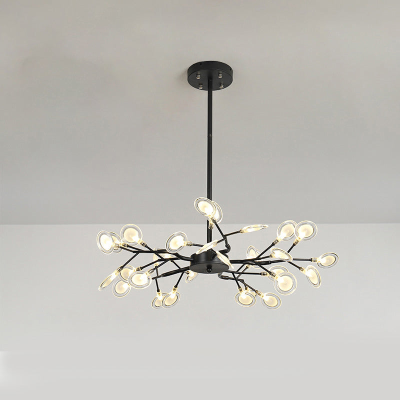 Modern Branch-Like Wireframe Chandelier Metal Living Room LED Hanging Light Fixture 30 Black B Clearhalo 'Ceiling Lights' 'Chandeliers' 'Modern Chandeliers' 'Modern' Lighting' 2026213