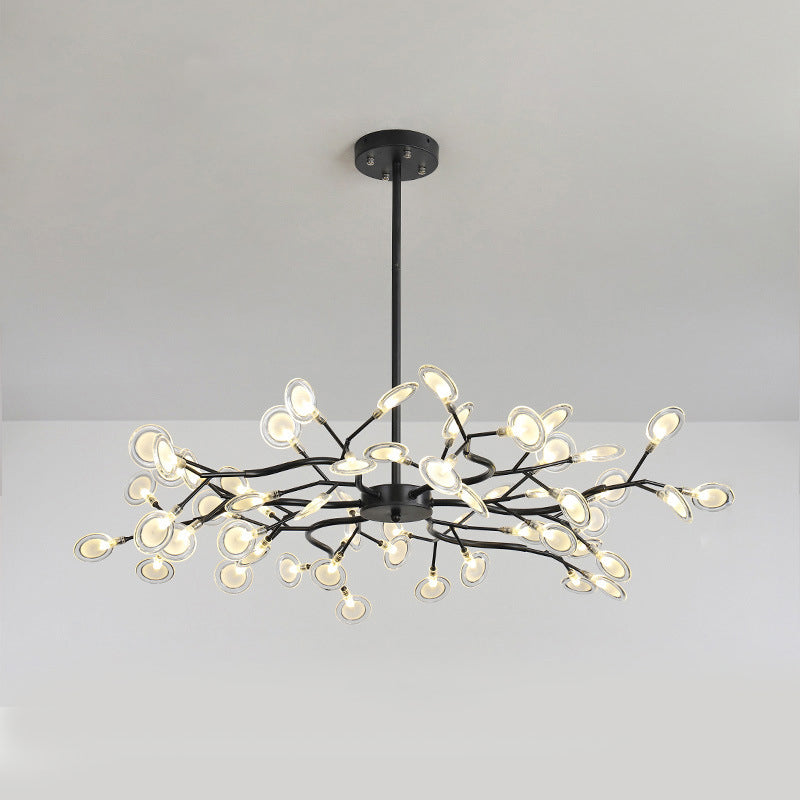 Modern Branch-Like Wireframe Chandelier Metal Living Room LED Hanging Light Fixture 54 Black B Clearhalo 'Ceiling Lights' 'Chandeliers' 'Modern Chandeliers' 'Modern' Lighting' 2026215