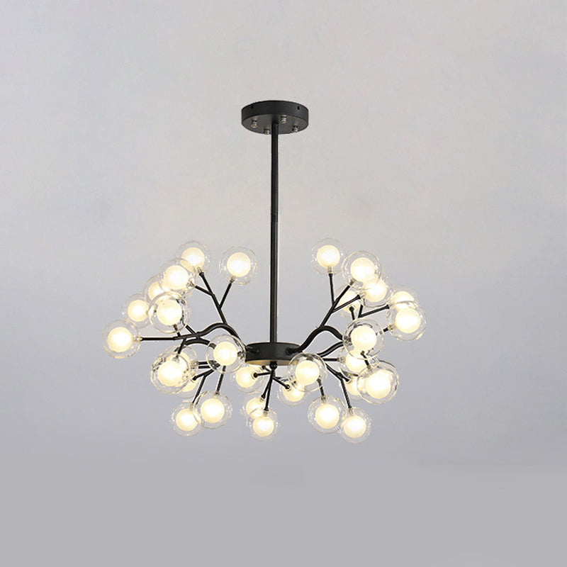 Modern Branch-Like Wireframe Chandelier Metal Living Room LED Hanging Light Fixture 30 Black A Clearhalo 'Ceiling Lights' 'Chandeliers' 'Modern Chandeliers' 'Modern' Lighting' 2026216