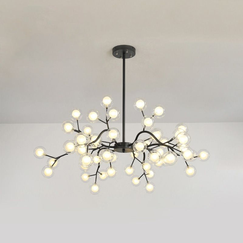 Modern Branch-Like Wireframe Chandelier Metal Living Room LED Hanging Light Fixture 54 Black A Clearhalo 'Ceiling Lights' 'Chandeliers' 'Modern Chandeliers' 'Modern' Lighting' 2026218