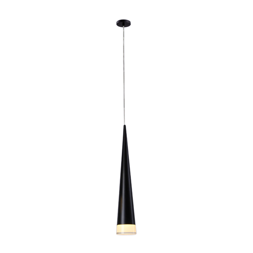 Tapered Hanging Lamp kit Simple Metal Black/Silver/Gold Dining Room Pendant Light Fixture in Warm/White/Neutral Clearhalo 'Ceiling Lights' 'Modern Pendants' 'Modern' 'Pendant Lights' 'Pendants' Lighting' 202622