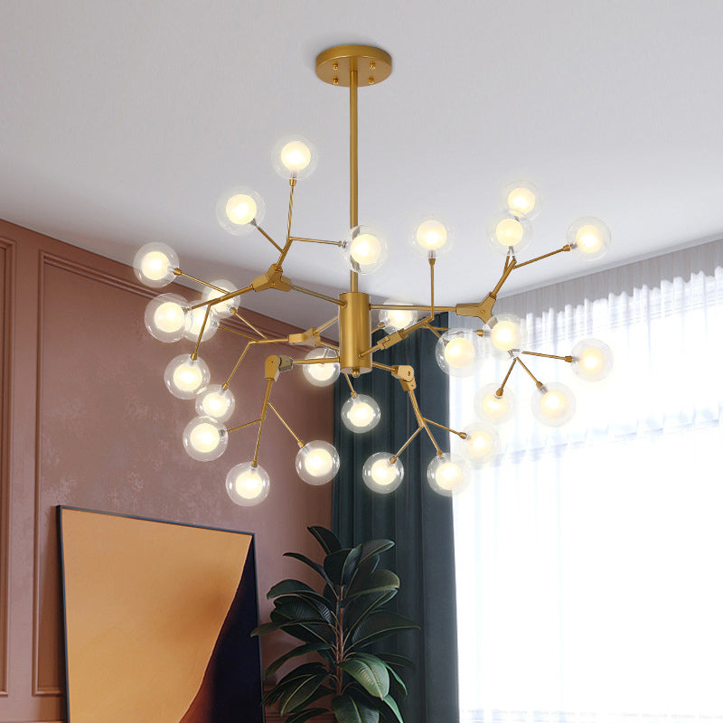 Tree Branch Metal Hanging Chandelier Simple LED Gold Ceiling Pendant for Dining Room Gold Bubble Clearhalo 'Ceiling Lights' 'Chandeliers' 'Modern Chandeliers' 'Modern' Lighting' 2026230