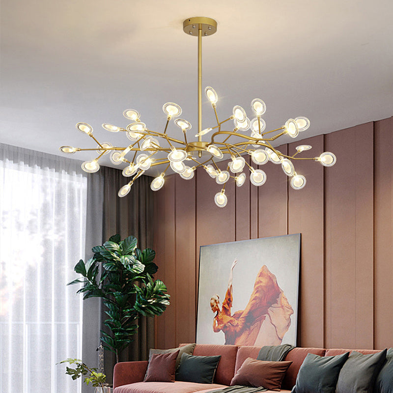 Metal Branch Wireframe Pendant Lamp Minimal LED Chandelier Lighting Fixture for Living Room Gold C Clearhalo 'Ceiling Lights' 'Chandeliers' 'Modern Chandeliers' 'Modern' Lighting' 2026236