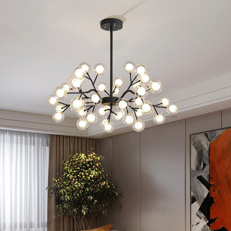 Metal Branch Wireframe Pendant Lamp Minimal LED Chandelier Lighting Fixture for Living Room Black A Clearhalo 'Ceiling Lights' 'Chandeliers' 'Modern Chandeliers' 'Modern' Lighting' 2026239