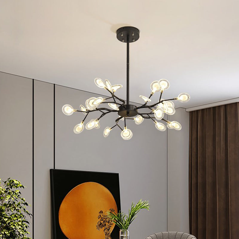 Metal Branch Wireframe Pendant Lamp Minimal LED Chandelier Lighting Fixture for Living Room Black C Clearhalo 'Ceiling Lights' 'Chandeliers' 'Modern Chandeliers' 'Modern' Lighting' 2026242