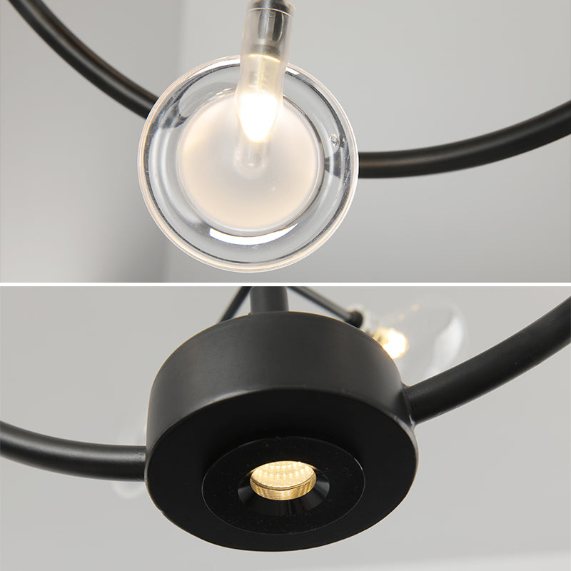 Circle Hanging Ceiling Light Modern Metal 9 Bulbs Corridor Chandelier Lighting with Firefly Design Clearhalo 'Ceiling Lights' 'Chandeliers' 'Modern Chandeliers' 'Modern' Lighting' 2026288