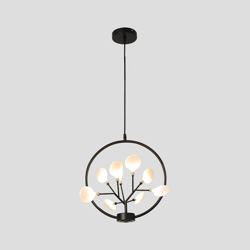 Circle Hanging Ceiling Light Modern Metal 9 Bulbs Corridor Chandelier Lighting with Firefly Design Clearhalo 'Ceiling Lights' 'Chandeliers' 'Modern Chandeliers' 'Modern' Lighting' 2026289