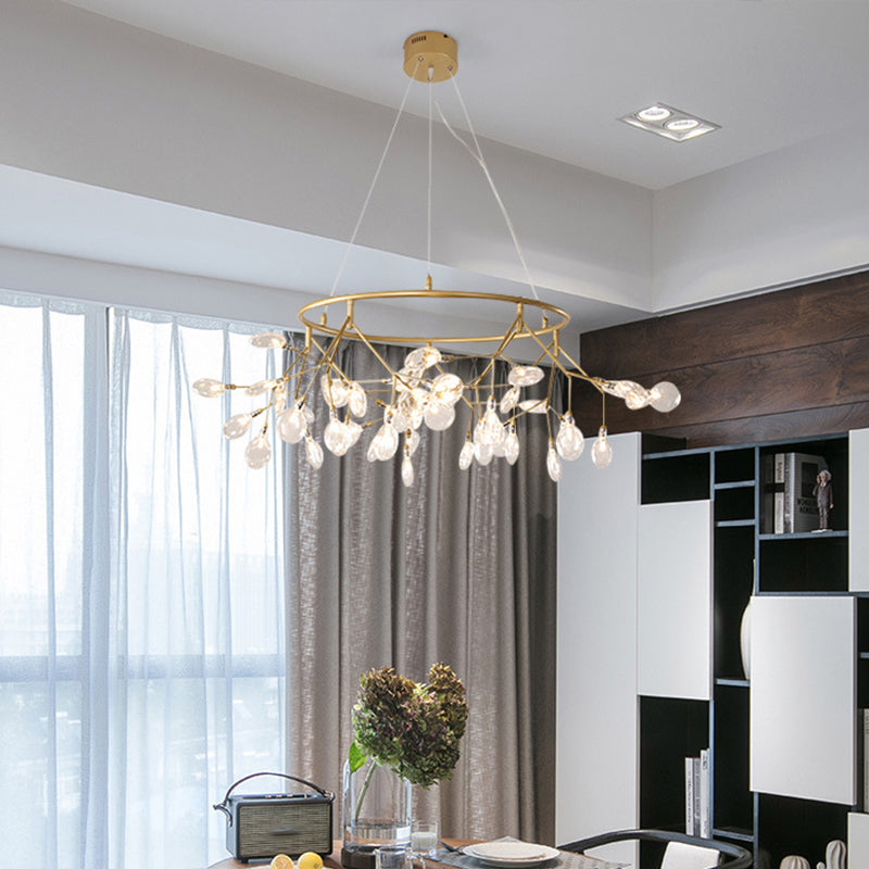 Ring Dining Room Chandelier Lighting Metal LED Modernist Hanging Pendant Light Gold Clearhalo 'Ceiling Lights' 'Chandeliers' 'Glass shade' 'Glass' 'Island Lights' 'Modern Chandeliers' 'Modern' Lighting' 2026307