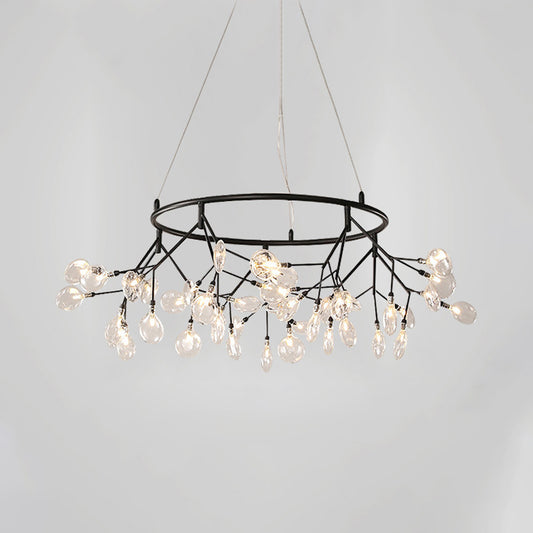 Ring Dining Room Chandelier Lighting Metal LED Modernist Hanging Pendant Light Black Clearhalo 'Ceiling Lights' 'Chandeliers' 'Glass shade' 'Glass' 'Island Lights' 'Modern Chandeliers' 'Modern' Lighting' 2026311