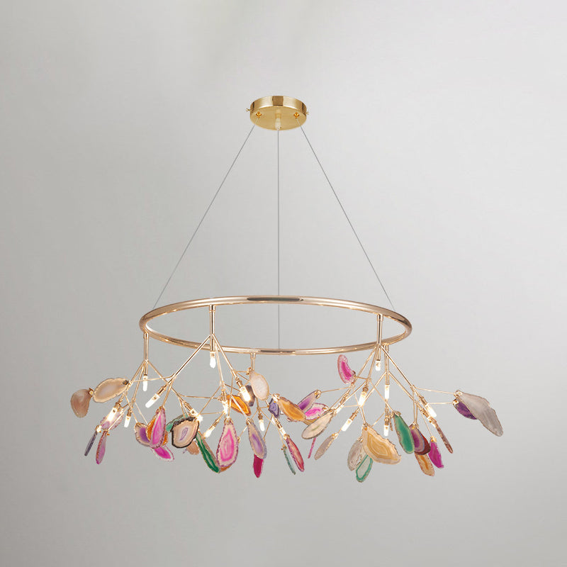 Leaf Agate Pendant Chandelier Modernist LED Gold Hanging Light Fixture for Living Room Clearhalo 'Ceiling Lights' 'Chandeliers' 'Modern Chandeliers' 'Modern' Lighting' 2026317