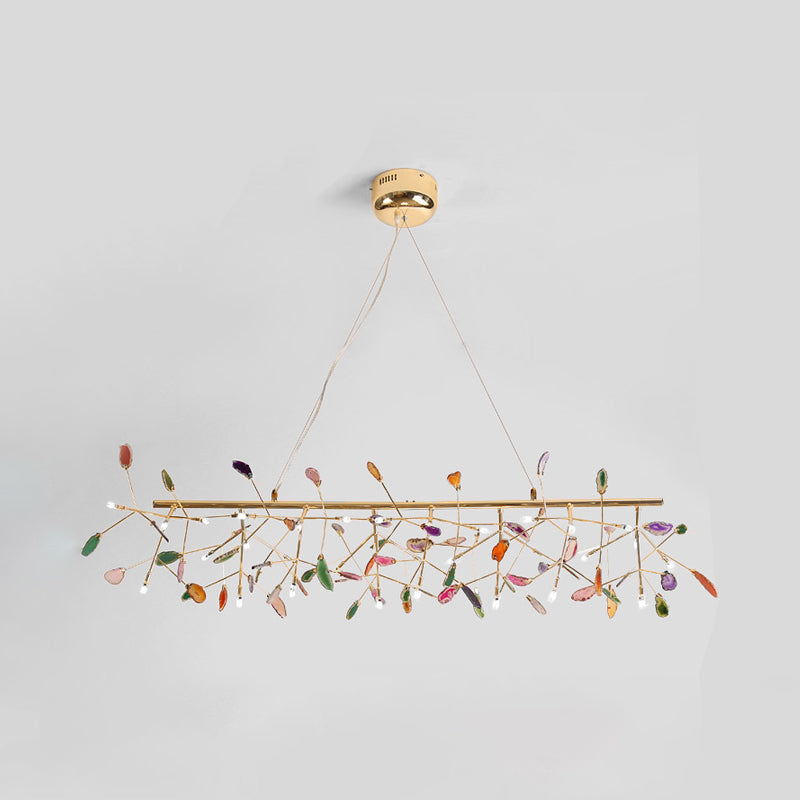 Leaf Agate Pendant Chandelier Modernist LED Gold Hanging Light Fixture for Living Room Gold B Clearhalo 'Ceiling Lights' 'Chandeliers' 'Modern Chandeliers' 'Modern' Lighting' 2026318