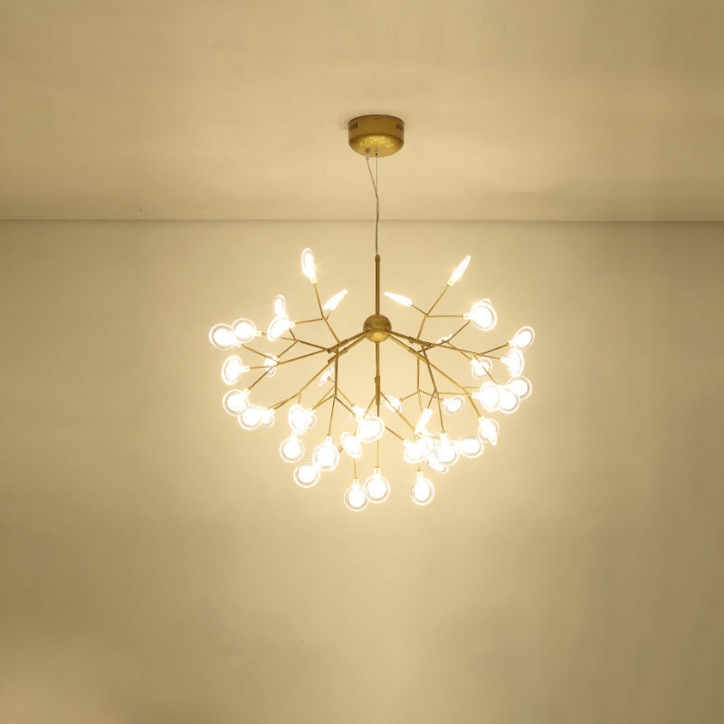Simplicity Leaf Chandelier Lamp Acrylic Living Room LED Drop Pendant with Branch-Like Wireframe Gold Clearhalo 'Ceiling Lights' 'Chandeliers' 'Modern Chandeliers' 'Modern' Lighting' 2026361