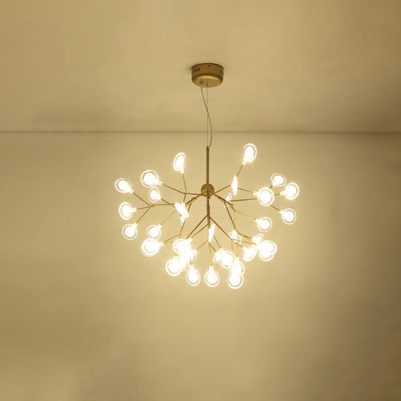 Simplicity Leaf Chandelier Lamp Acrylic Living Room LED Drop Pendant with Branch-Like Wireframe 45 Gold Clearhalo 'Ceiling Lights' 'Chandeliers' 'Modern Chandeliers' 'Modern' Lighting' 2026362