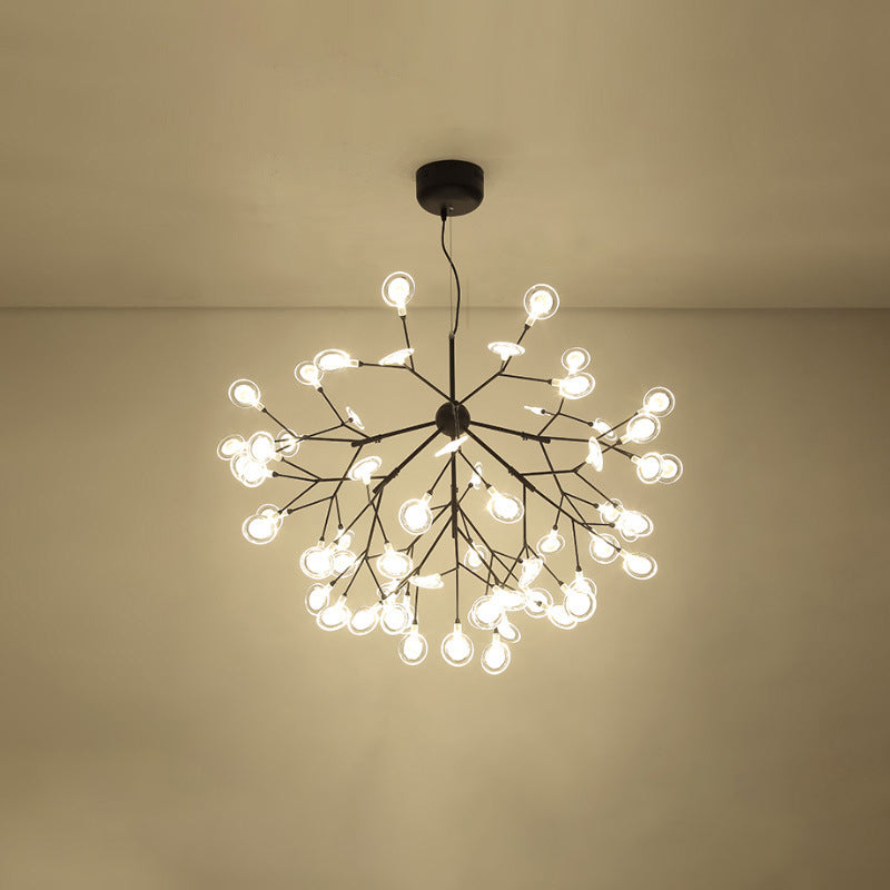 Simplicity Leaf Chandelier Lamp Acrylic Living Room LED Drop Pendant with Branch-Like Wireframe Black Clearhalo 'Ceiling Lights' 'Chandeliers' 'Modern Chandeliers' 'Modern' Lighting' 2026366