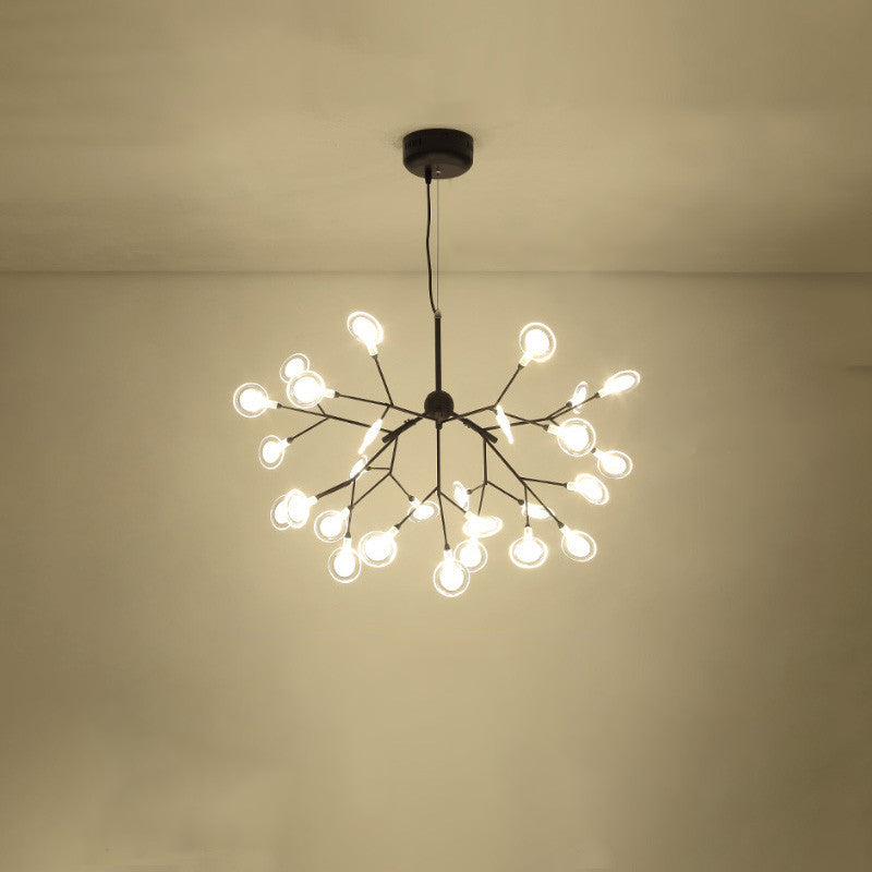 Simplicity Leaf Chandelier Lamp Acrylic Living Room LED Drop Pendant with Branch-Like Wireframe Black Clearhalo 'Ceiling Lights' 'Chandeliers' 'Modern Chandeliers' 'Modern' Lighting' 2026370