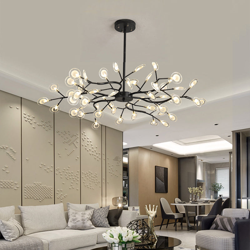 Starburst Chandelier Lighting Simple Metallic Living Room LED Pendulum Light 54 Gold C Clearhalo 'Ceiling Lights' 'Chandeliers' 'Modern Chandeliers' 'Modern' Lighting' 2026372