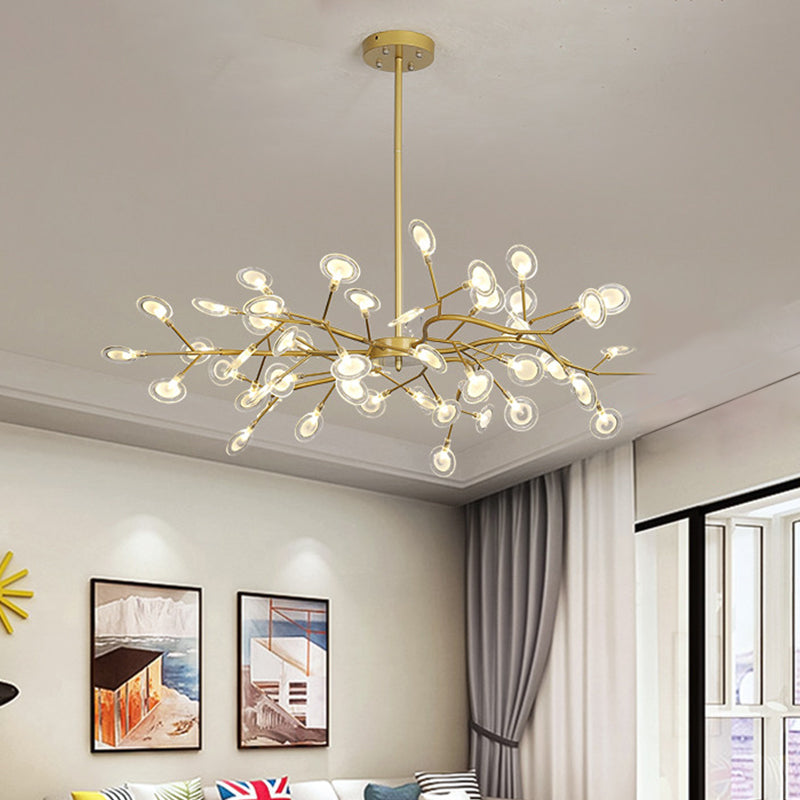 Starburst Chandelier Lighting Simple Metallic Living Room LED Pendulum Light Clearhalo 'Ceiling Lights' 'Chandeliers' 'Modern Chandeliers' 'Modern' Lighting' 2026373