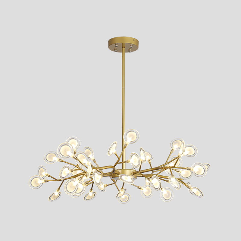 Starburst Chandelier Lighting Simple Metallic Living Room LED Pendulum Light 45 Gold C Clearhalo 'Ceiling Lights' 'Chandeliers' 'Modern Chandeliers' 'Modern' Lighting' 2026377
