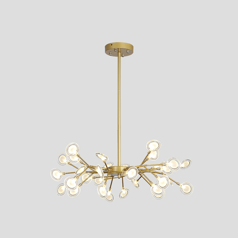 Starburst Chandelier Lighting Simple Metallic Living Room LED Pendulum Light 30 Gold C Clearhalo 'Ceiling Lights' 'Chandeliers' 'Modern Chandeliers' 'Modern' Lighting' 2026378