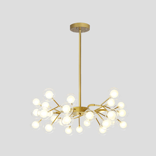 Starburst Chandelier Lighting Simple Metallic Living Room LED Pendulum Light 30 Gold B Clearhalo 'Ceiling Lights' 'Chandeliers' 'Modern Chandeliers' 'Modern' Lighting' 2026381