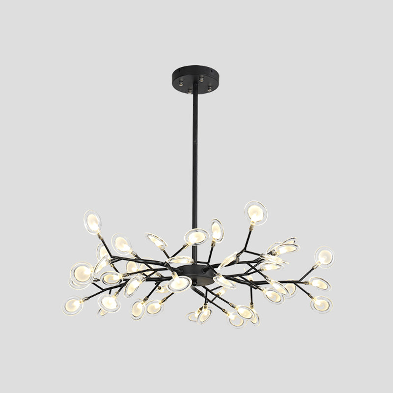 Starburst Chandelier Lighting Simple Metallic Living Room LED Pendulum Light 45 Black C Clearhalo 'Ceiling Lights' 'Chandeliers' 'Modern Chandeliers' 'Modern' Lighting' 2026386