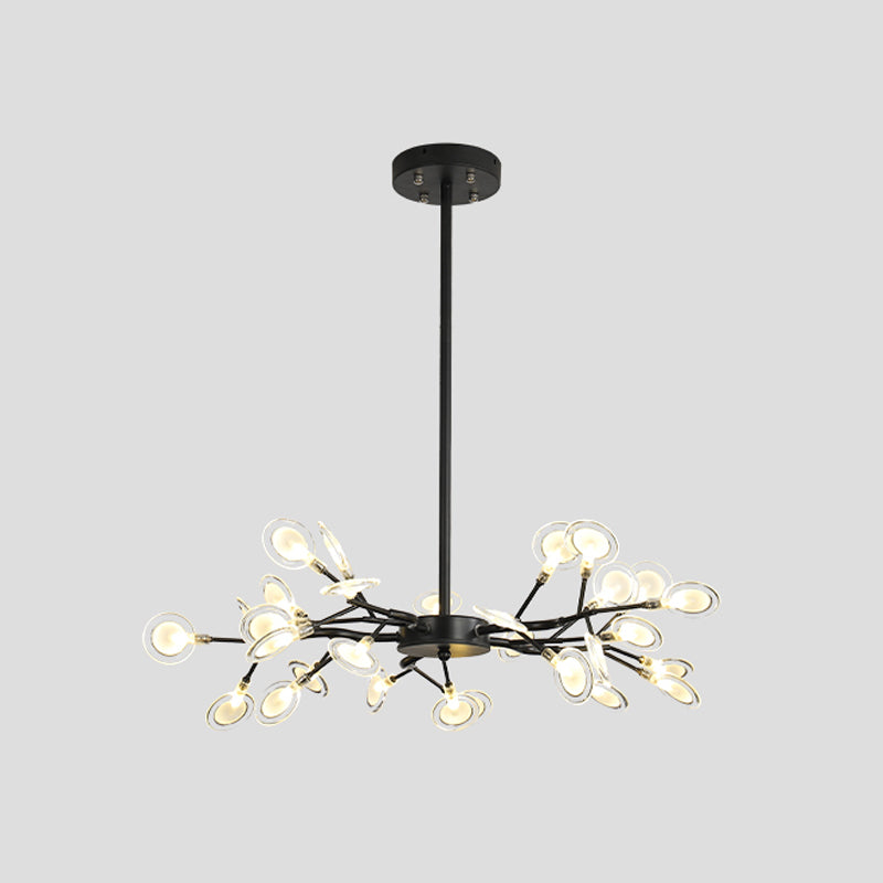 Starburst Chandelier Lighting Simple Metallic Living Room LED Pendulum Light 30 Black C Clearhalo 'Ceiling Lights' 'Chandeliers' 'Modern Chandeliers' 'Modern' Lighting' 2026387