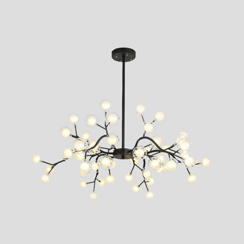 Starburst Chandelier Lighting Simple Metallic Living Room LED Pendulum Light 54 Black B Clearhalo 'Ceiling Lights' 'Chandeliers' 'Modern Chandeliers' 'Modern' Lighting' 2026388
