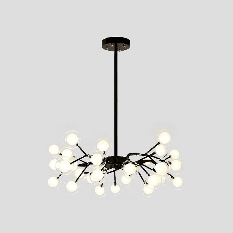 Starburst Chandelier Lighting Simple Metallic Living Room LED Pendulum Light 30 Black B Clearhalo 'Ceiling Lights' 'Chandeliers' 'Modern Chandeliers' 'Modern' Lighting' 2026390