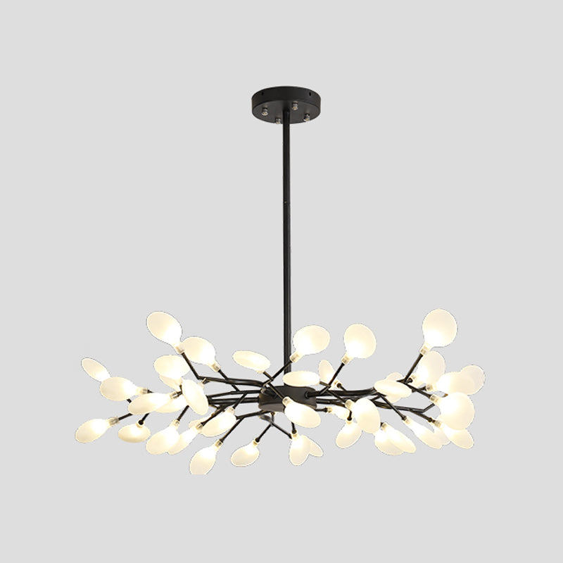 Starburst Chandelier Lighting Simple Metallic Living Room LED Pendulum Light 45 Black A Clearhalo 'Ceiling Lights' 'Chandeliers' 'Modern Chandeliers' 'Modern' Lighting' 2026392