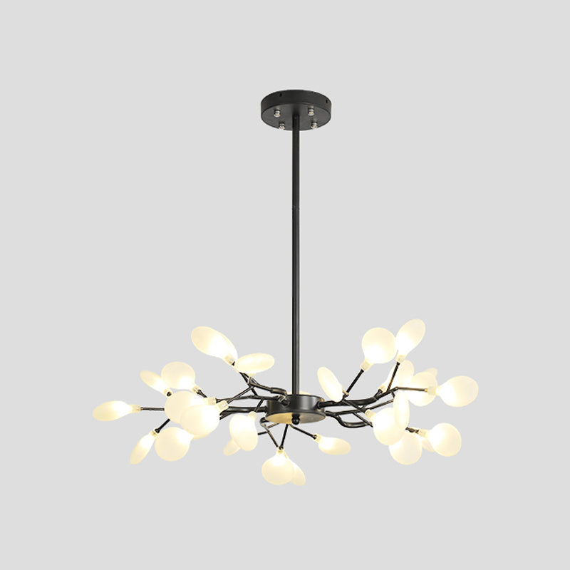 Starburst Chandelier Lighting Simple Metallic Living Room LED Pendulum Light 30 Black A Clearhalo 'Ceiling Lights' 'Chandeliers' 'Modern Chandeliers' 'Modern' Lighting' 2026393