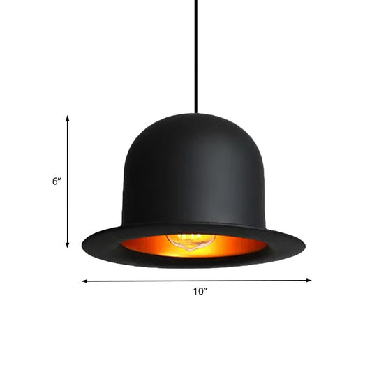 Hat Ceiling Pendant Light Modern Metal 1 Light Black Dining Room Hanging Light, 6.5"/7" Wide Clearhalo 'Ceiling Lights' 'Modern Pendants' 'Modern' 'Pendant Lights' 'Pendants' Lighting' 202639