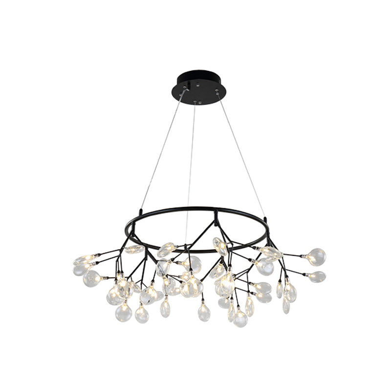 Twig Living Room Pendant Lamp Metallic LED Minimalistic Chandelier Lighting Fixture Black Circle Clearhalo 'Ceiling Lights' 'Chandeliers' 'Modern Chandeliers' 'Modern' Lighting' 2026405