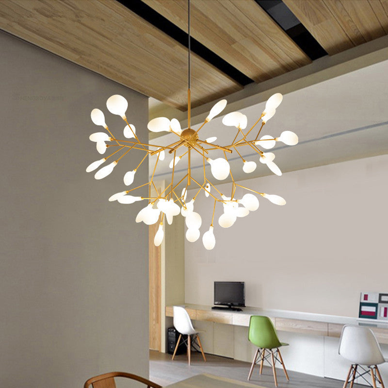 Gold Sputnik Chandelier Light Fixture Modern LED Metal Hanging Pendant for Dining Room 36 Gold Leaf Clearhalo 'Ceiling Lights' 'Chandeliers' 'Modern Chandeliers' 'Modern' Lighting' 2026406