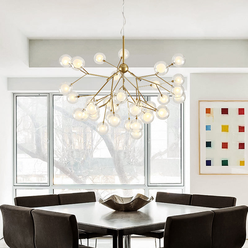 Gold Sputnik Chandelier Light Fixture Modern LED Metal Hanging Pendant for Dining Room 36 Gold Bubble Clearhalo 'Ceiling Lights' 'Chandeliers' 'Modern Chandeliers' 'Modern' Lighting' 2026411