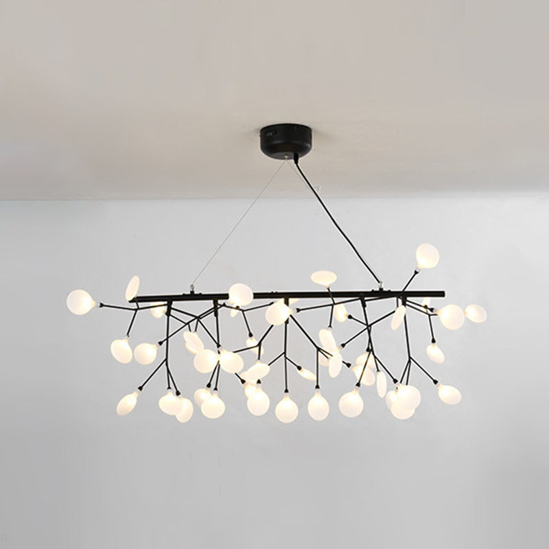 Leaf-Shaped Acrylic Island Lighting Modern Style LED Hanging Light Fixture for Dining Room 45 Black Clearhalo 'Ceiling Lights' 'Island Lights' Lighting' 2026445