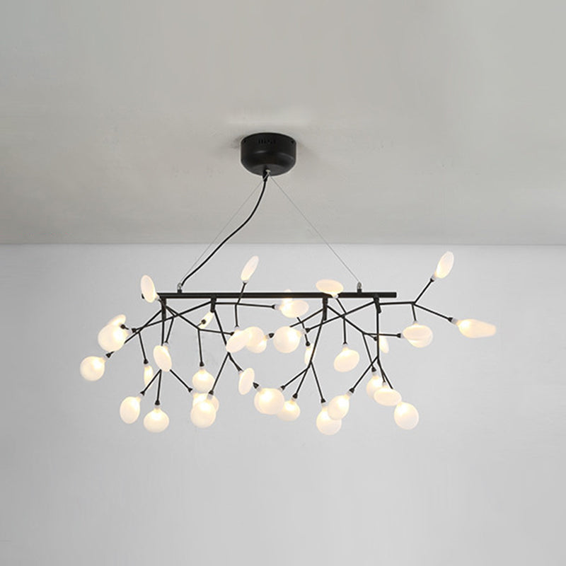 Leaf-Shaped Acrylic Island Lighting Modern Style LED Hanging Light Fixture for Dining Room 36 Black Clearhalo 'Ceiling Lights' 'Island Lights' Lighting' 2026446