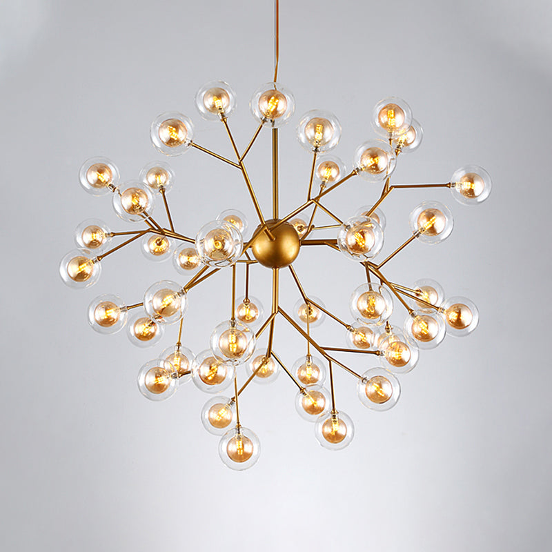Simplicity LED Chandelier Lamp Bubble Pendant Lighting with Dual Glass Shade for Living Room Clearhalo 'Ceiling Lights' 'Chandeliers' 'Modern Chandeliers' 'Modern' Lighting' 2026456