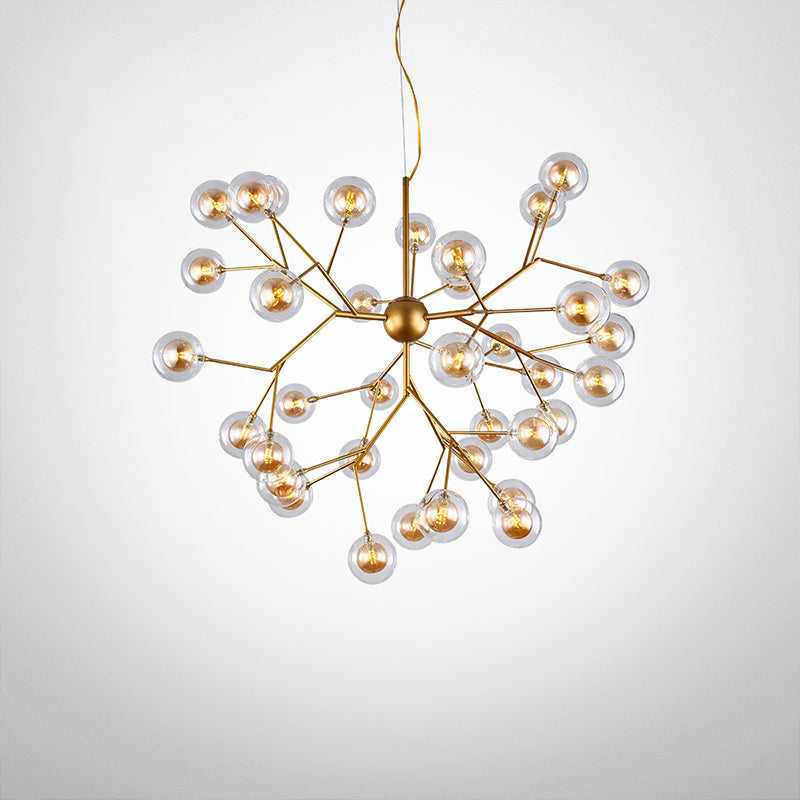 Simplicity LED Chandelier Lamp Bubble Pendant Lighting with Dual Glass Shade for Living Room 36 Gold Clearhalo 'Ceiling Lights' 'Chandeliers' 'Modern Chandeliers' 'Modern' Lighting' 2026458
