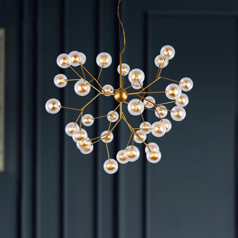 Simplicity LED Chandelier Lamp Bubble Pendant Lighting with Dual Glass Shade for Living Room Clearhalo 'Ceiling Lights' 'Chandeliers' 'Modern Chandeliers' 'Modern' Lighting' 2026459