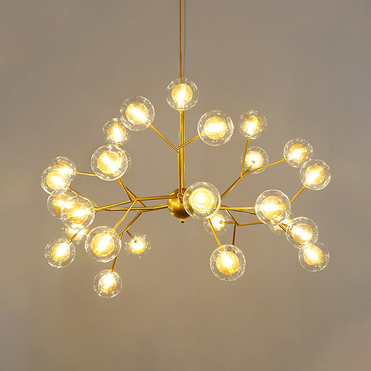 Simplicity LED Chandelier Lamp Bubble Pendant Lighting with Dual Glass Shade for Living Room 27 Gold Clearhalo 'Ceiling Lights' 'Chandeliers' 'Modern Chandeliers' 'Modern' Lighting' 2026460