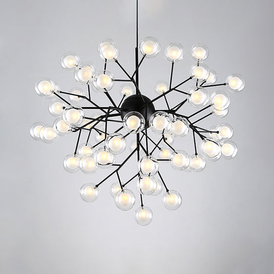 Simplicity LED Chandelier Lamp Bubble Pendant Lighting with Dual Glass Shade for Living Room Clearhalo 'Ceiling Lights' 'Chandeliers' 'Modern Chandeliers' 'Modern' Lighting' 2026463