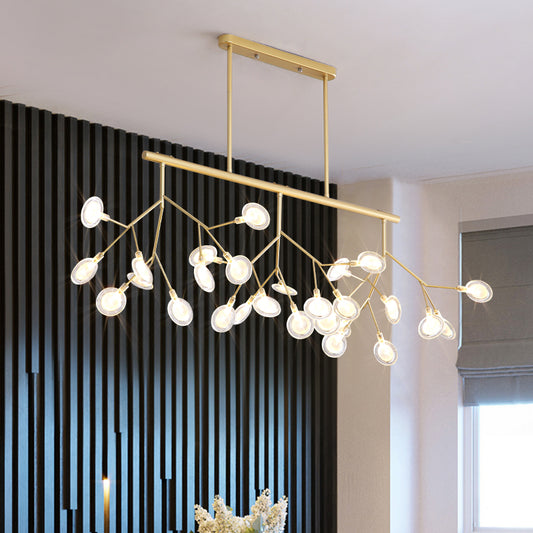 Leaves LED Pendant Light Fixture Modernist Acrylic 27 Heads Island Lamp for Living Room Gold Clear Clearhalo 'Ceiling Lights' 'Island Lights' Lighting' 2026479