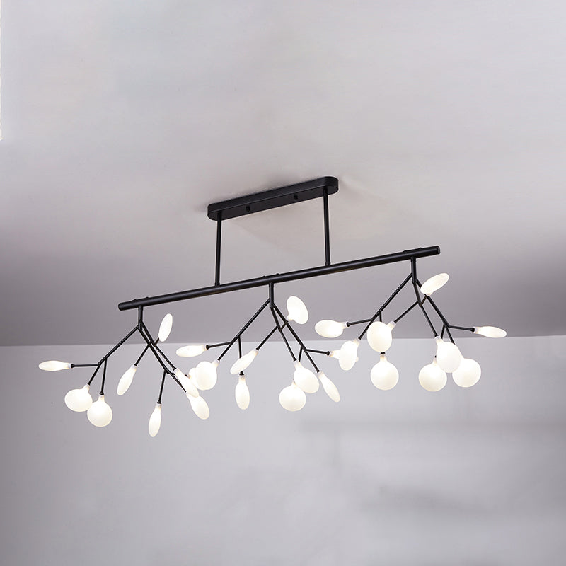 Leaves LED Pendant Light Fixture Modernist Acrylic 27 Heads Island Lamp for Living Room Black Milk White Clearhalo 'Ceiling Lights' 'Island Lights' Lighting' 2026482