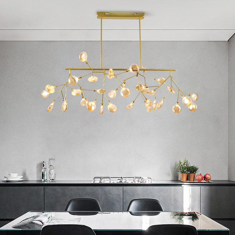 Heracleum Island Pendant Light Contemporary Metallic Dining Room Suspension Lamp 36 Gold Clearhalo 'Ceiling Lights' 'Island Lights' Lighting' 2026484