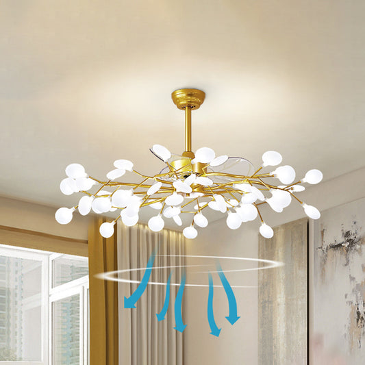 3-Blade Acrylic Firefly Ceiling Fan Light Minimalist LED Semi Flush for Living Room Clearhalo 'Ceiling Fans with Lights' 'Ceiling Fans' 'Modern Ceiling Fans' 'Modern' Lighting' 2026514