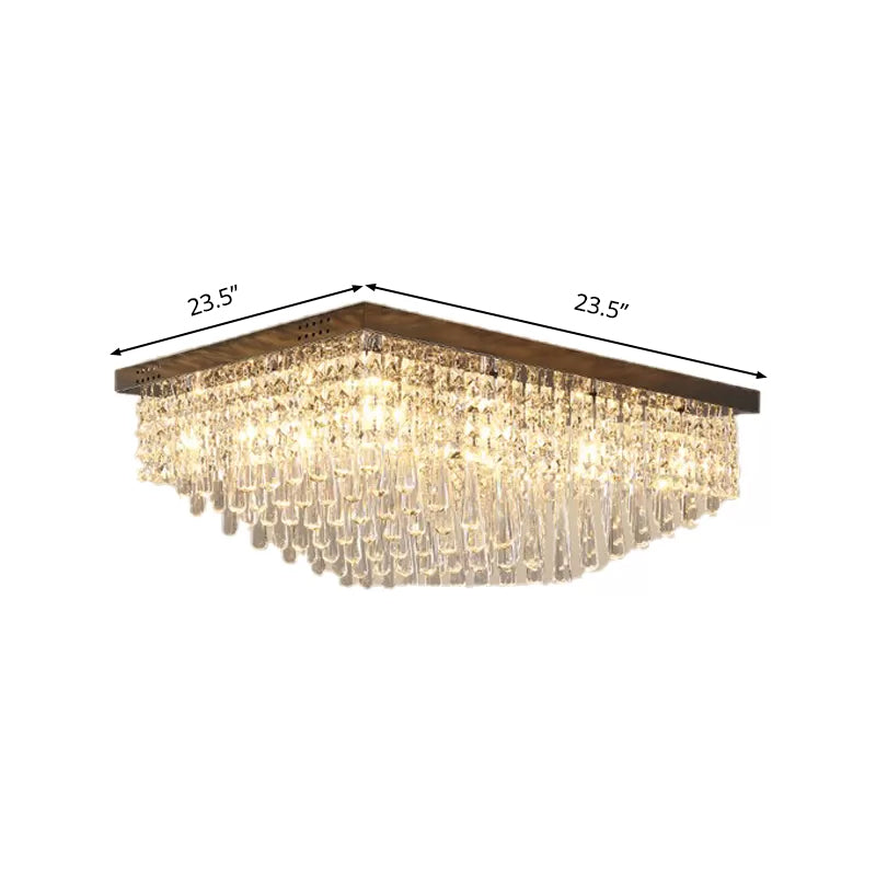 Nickel Rectangle Flush Mount Light Simple K9 Crystal LED Ceiling Fixture for Living Room Clearhalo 'Ceiling Lights' 'Close To Ceiling Lights' 'Close to ceiling' 'Flush mount' Lighting' 2026535
