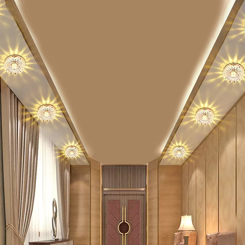 Crystal Blossom Flush Mount Fixture Modernist LED Ceiling Flush with Layered Design for Corridor Clearhalo 'Ceiling Lights' 'Close To Ceiling Lights' 'Close to ceiling' 'Flush mount' Lighting' 2027278