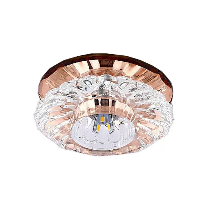 Crystal Blossom Flush Mount Fixture Modernist LED Ceiling Flush with Layered Design for Corridor Clearhalo 'Ceiling Lights' 'Close To Ceiling Lights' 'Close to ceiling' 'Flush mount' Lighting' 2027281