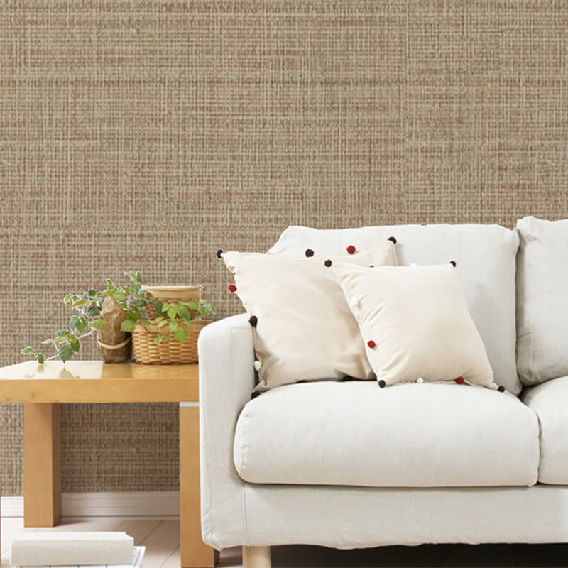 Simple Gunny Sack and Linen Pattern Non-Pasted Wallpaper for Restaurant and Dining Room, 31' x 20.5" Dark Brown Clearhalo 'Area Rug' 'Modern wall decor' 'Modern' 'Rugs' 'Wall Decor' Rug' 2027300